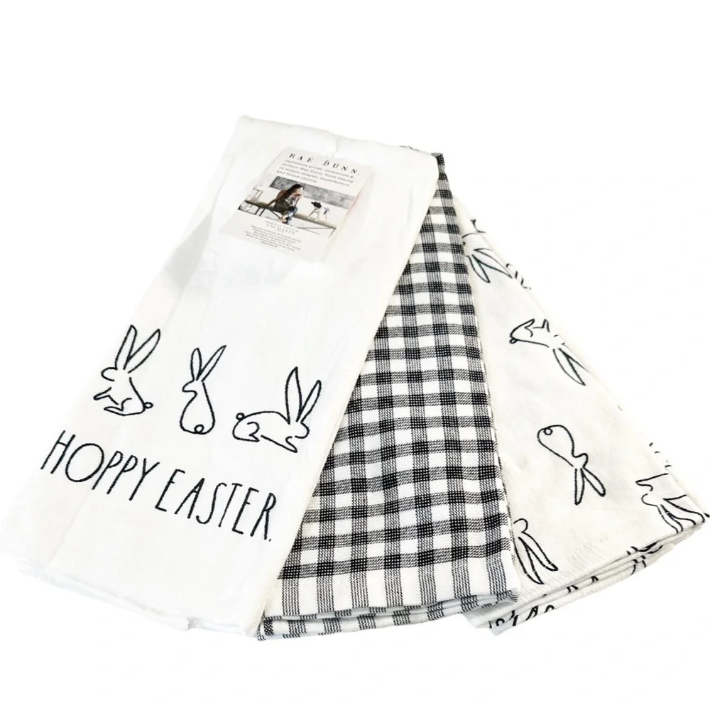 NEW Rae Dunn 🐇🐇HOPPY EASTER🐇🐇Kitchen Towels Set/3